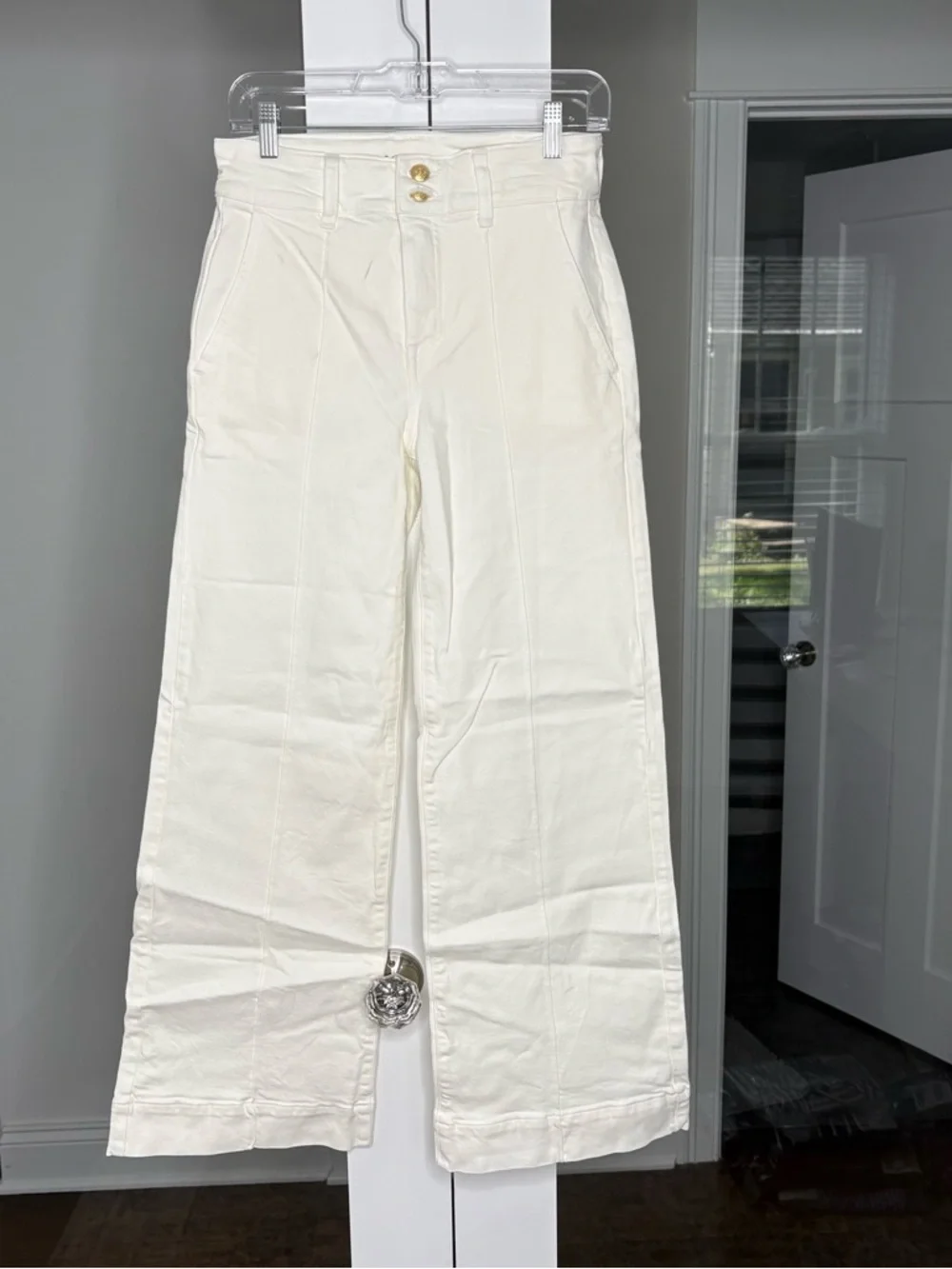 NWT J. Crew Denim Trouser Jean Stacked Buttons White